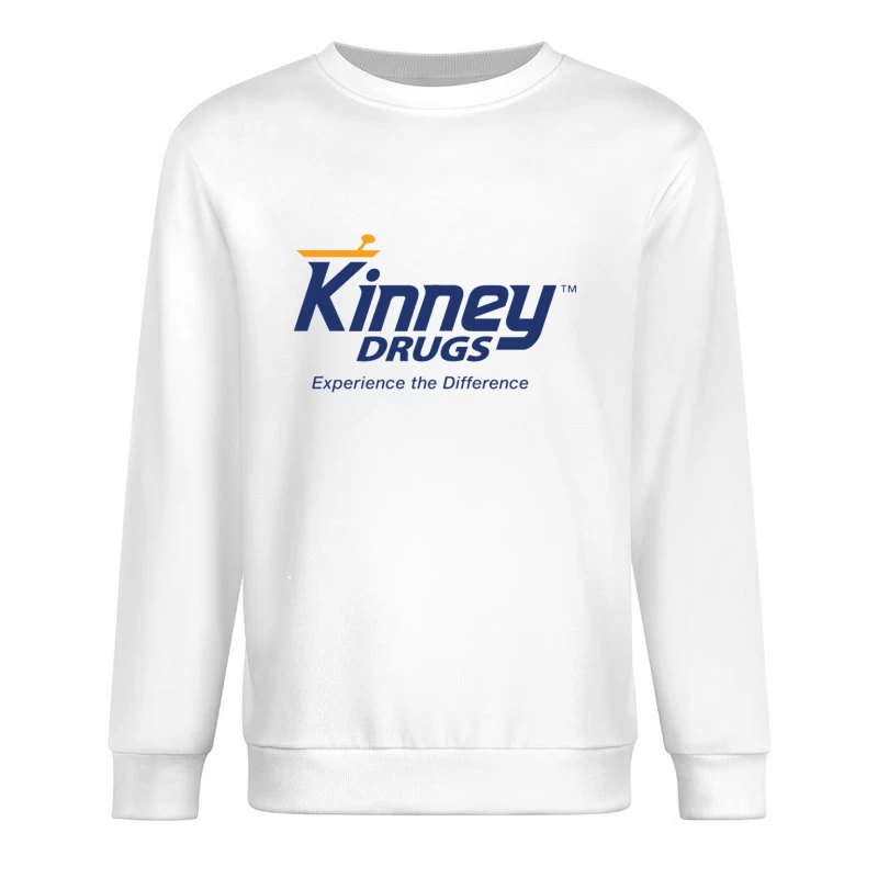 Kinney Drugs Pharmacy Logo with Blue Text and Orange Accent Male Pullover Sweatshirt