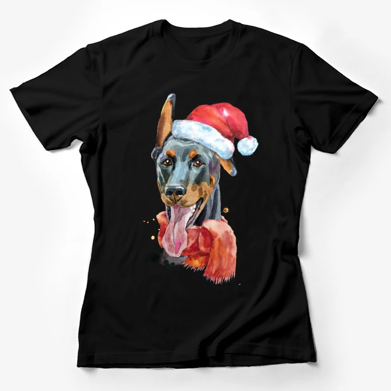 Illustration de chien avec chapeau de Noël Femme T-Shirt