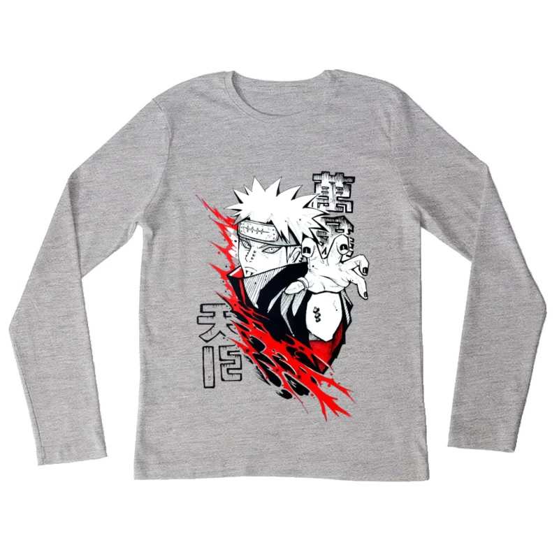 Anime-Charakter mit roter Aura Damen Langarm T-Shirt