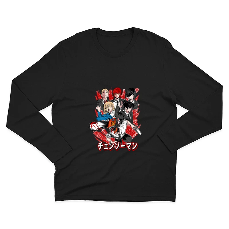 Chainsaw Man Charaktere mit Kettensäge Herren Langarm T-Shirt