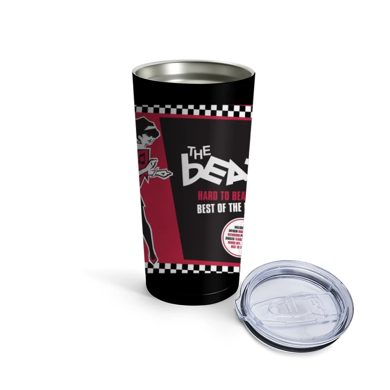 "Hard to Beat: Best of The Beat" Ska Music Album Cover with Red and Black Design Travel Mug