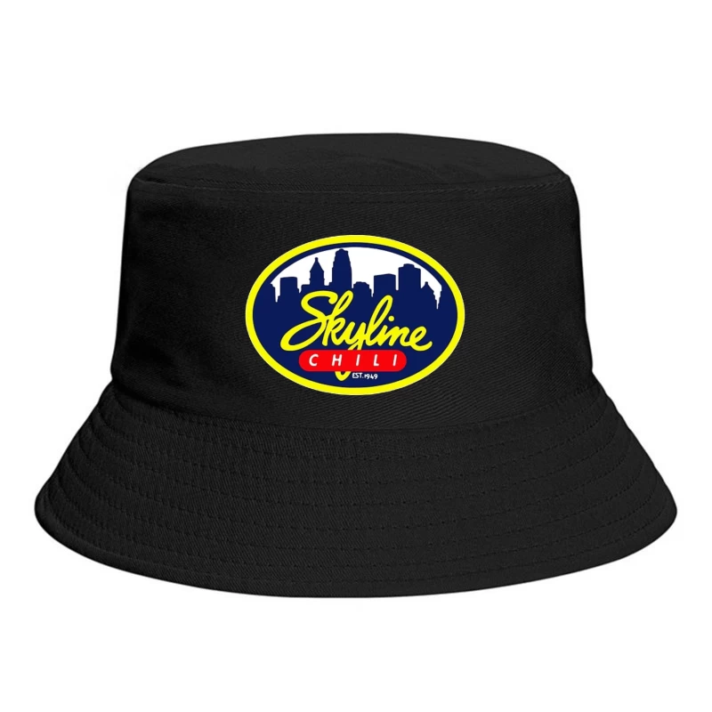 Skyline Chili Restaurant Brand Logo with Cincinnati Cityscape Bucket Hat