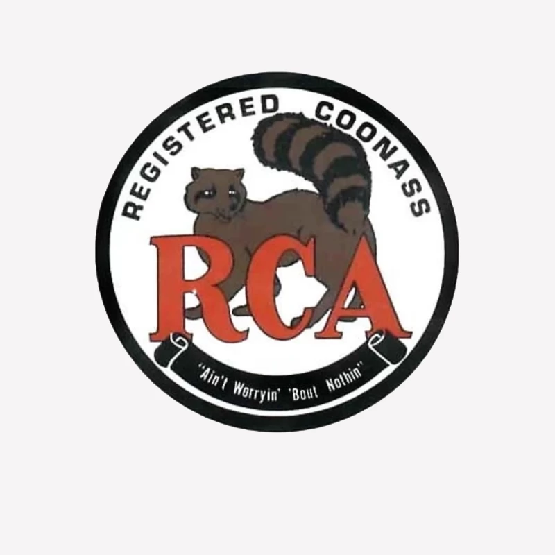 Registered Coonass RCA Logo with Raccoon Mascot and Humorous Slogan Male T-Shirt