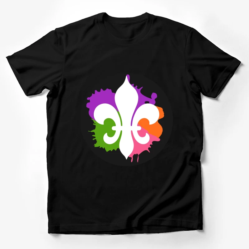 Fleur-de-lis avec éclaboussures colorées Homme T-Shirt