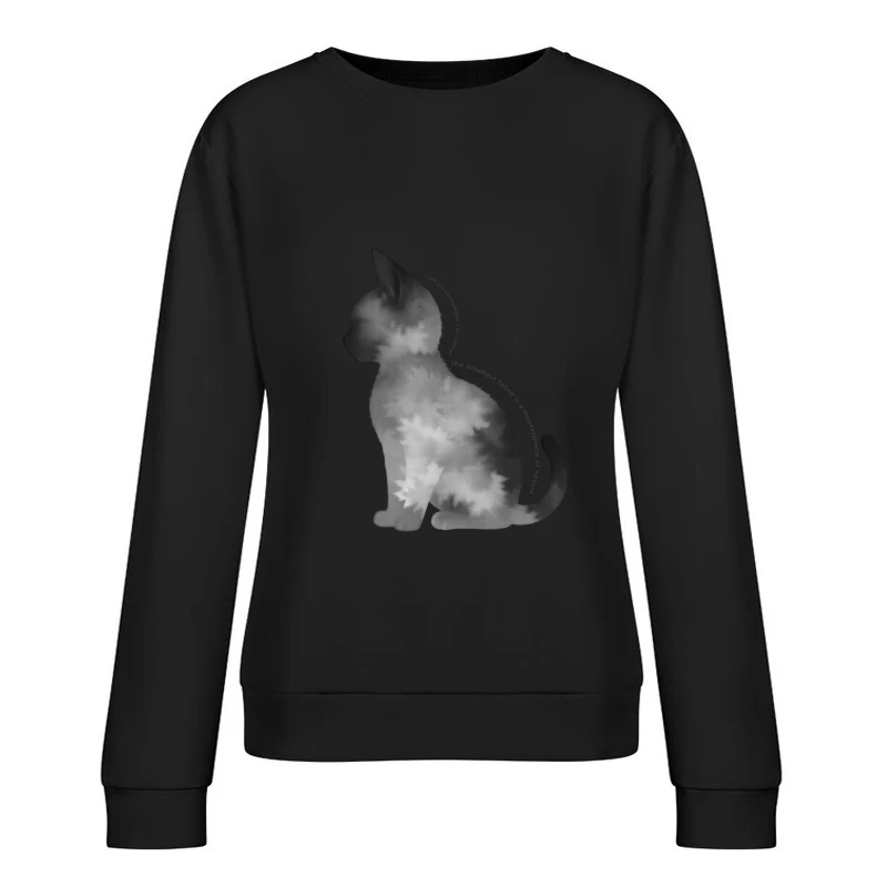 Artistic Black Cat Silhouette with Inspirational Text Female Pullover Sweatshirt