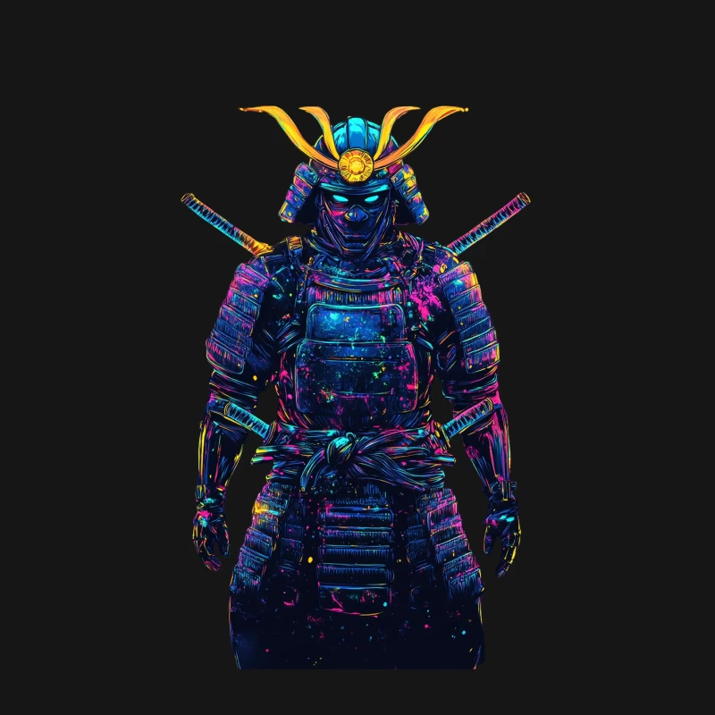 Cosmic Samurai: Galaxy Warrior in Vibrant Armor Female T-Shirt