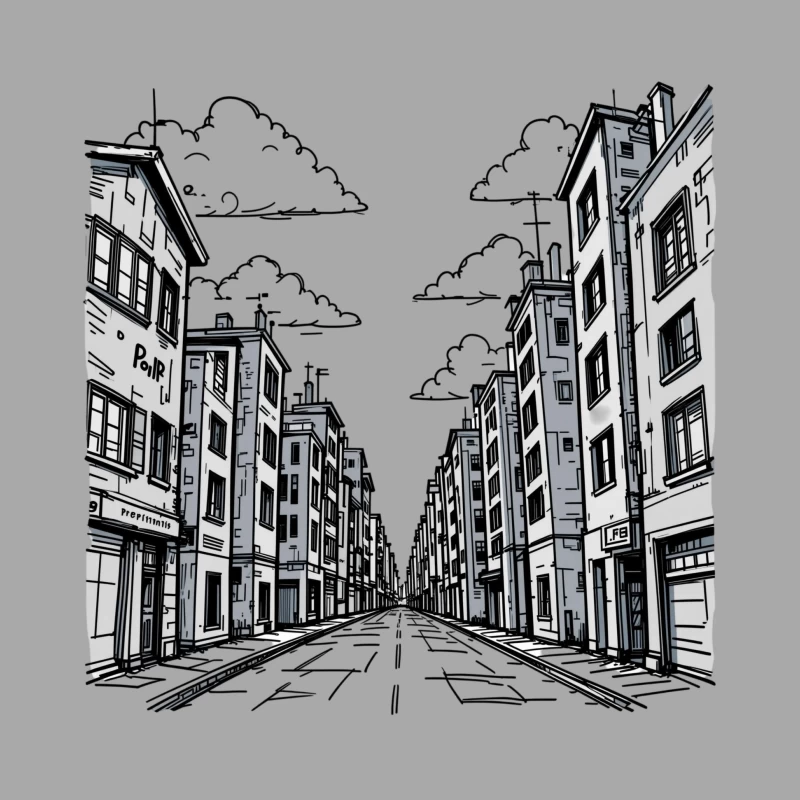 Monochrome Cityscape with Urban Architecture Female Pullover Hoodie