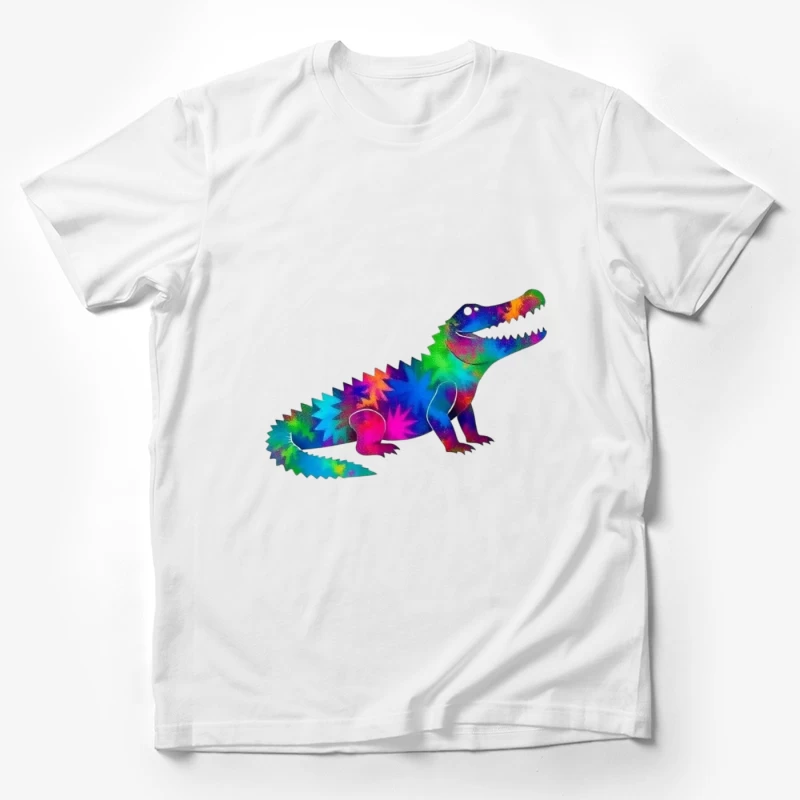 Rainbow Tie-Dye Dinosaur Digital Art Male T-Shirt