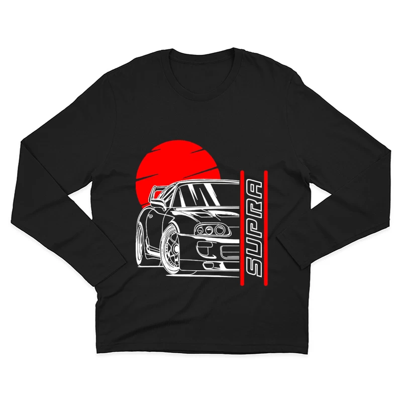 Rotes Auto-Design mit Supra-Schriftzug Herren Langarm T-Shirt