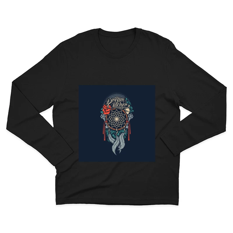 Attrape-Rêves Artistique avec Rose et Plume Homme Manches Longues T-Shirt