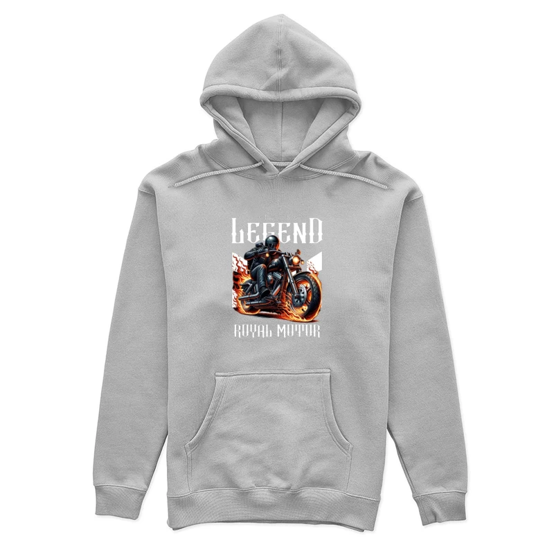 Legendary Flaming Royal Motor Black Motorcycle Illustration Female Pullover Hoodie