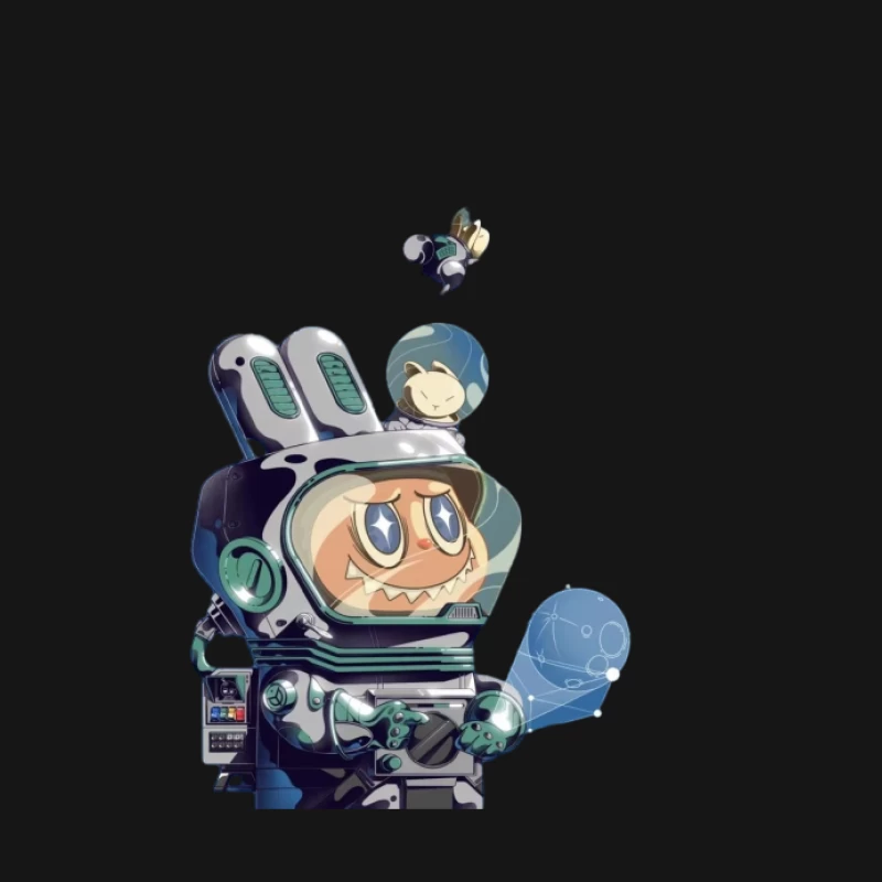 Roboter im Weltraumanzug mit Eichhörnchen Herren Langarm T-Shirt