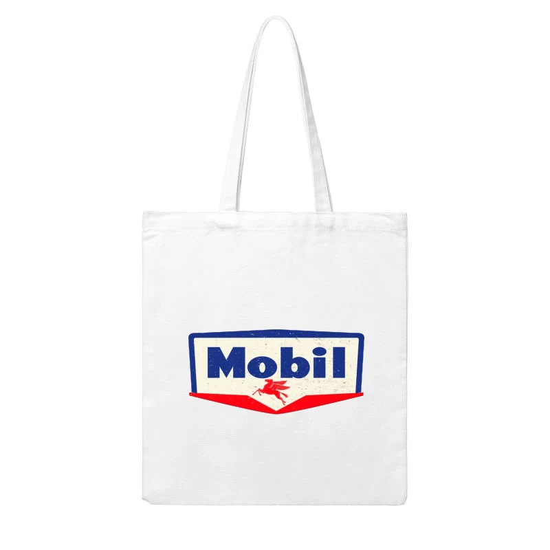 Vintage Mobil Oil Company Logo with Red Pegasus Cotton Tote Bag