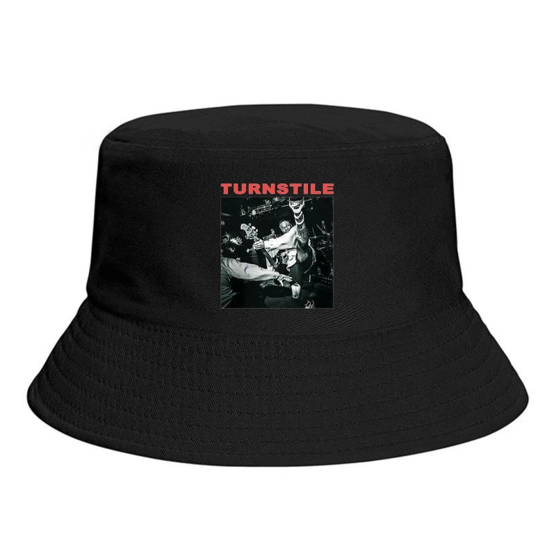 Energetic Black and White Hardcore Punk Concert Action Shot Bucket Hat