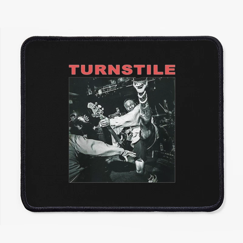 Energetic Black and White Hardcore Punk Concert Action Shot Mouse Pad