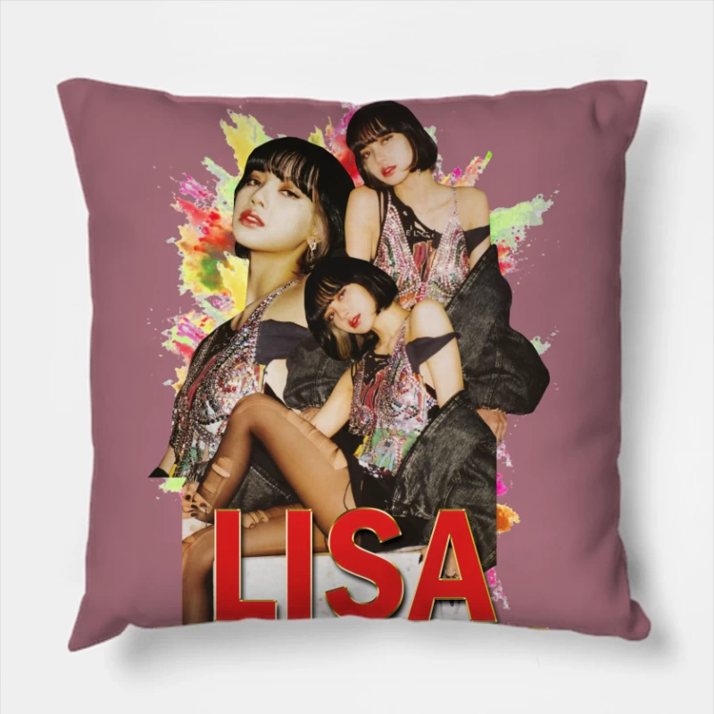 LISA from BLACKPINK: K-pop Fashion and Performance Throw Pillow