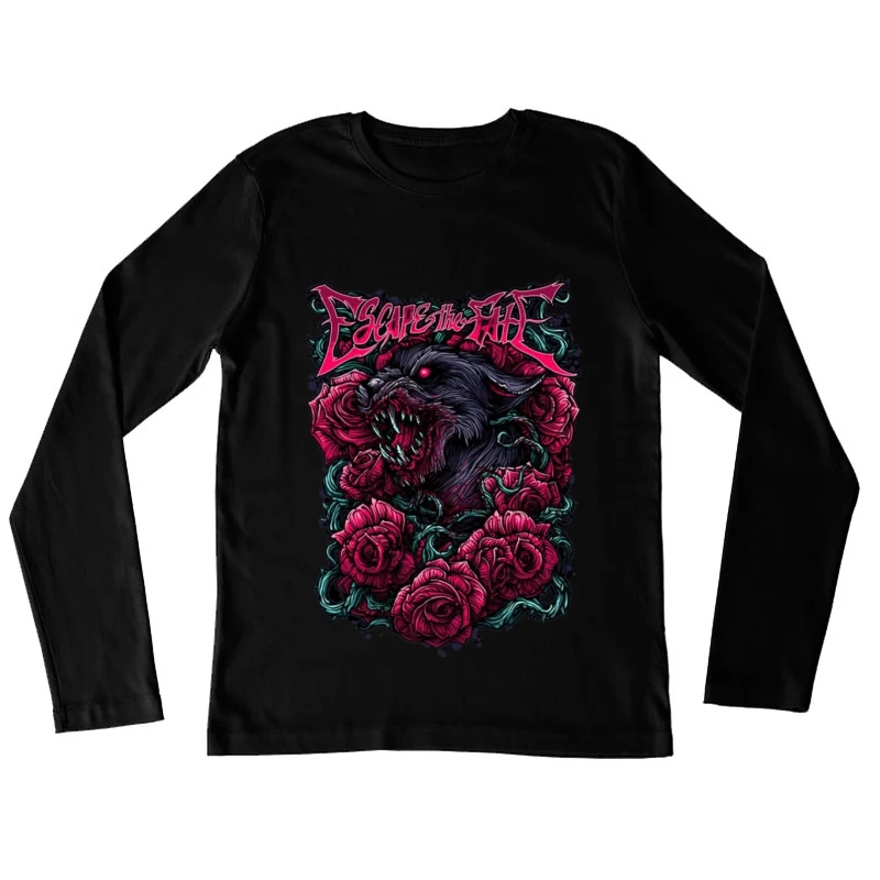 Wolf und Rosen Design Damen Langarm T-Shirt