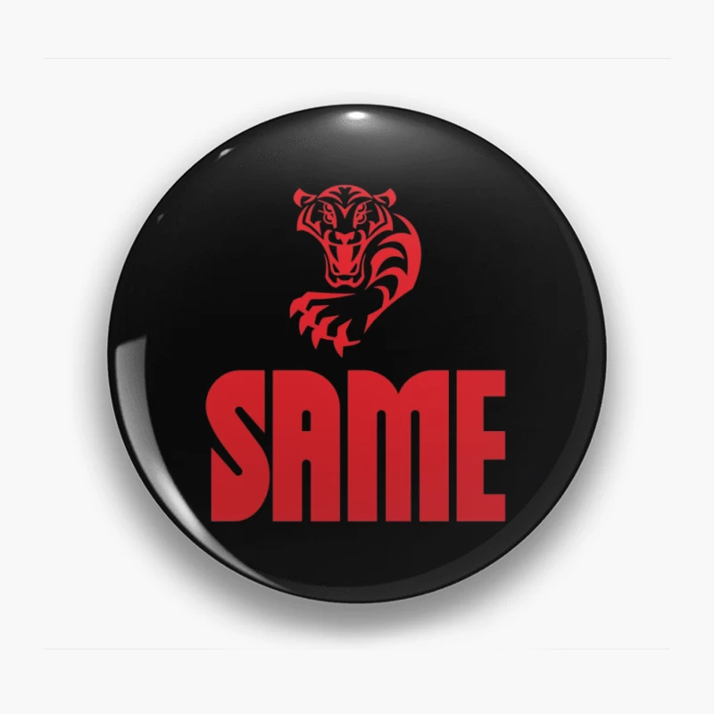 Red Tiger Sports Logo with SAME Text Pin