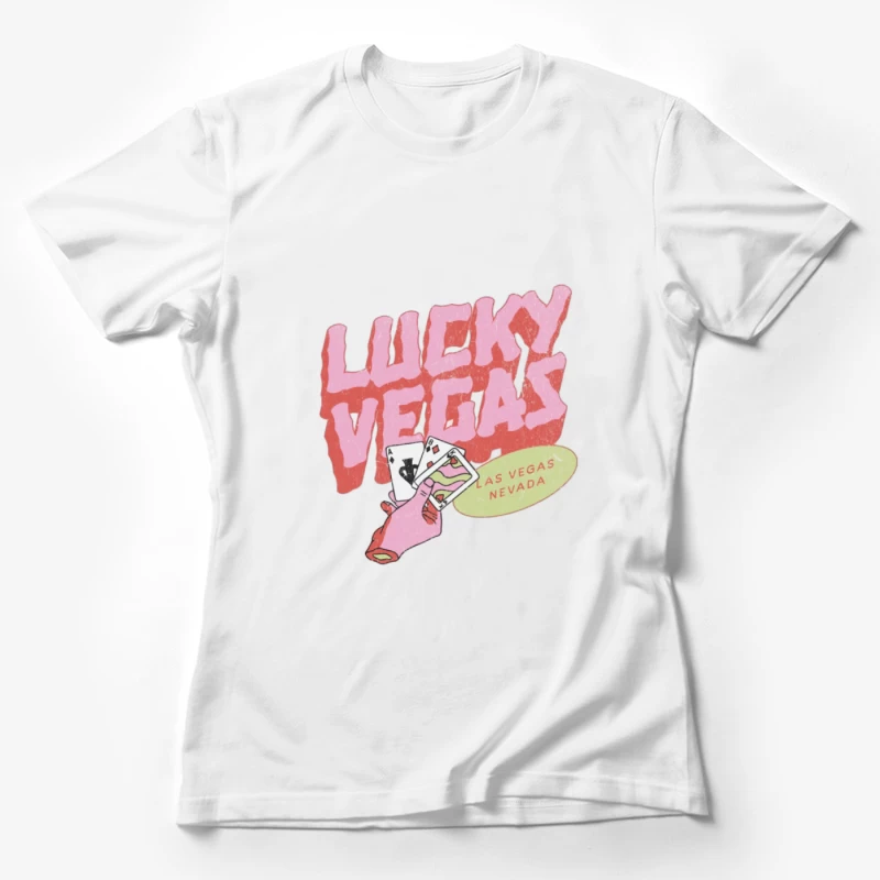 Glückliches Vegas-Design mit Karten und Schriftzug Damen T-Shirt