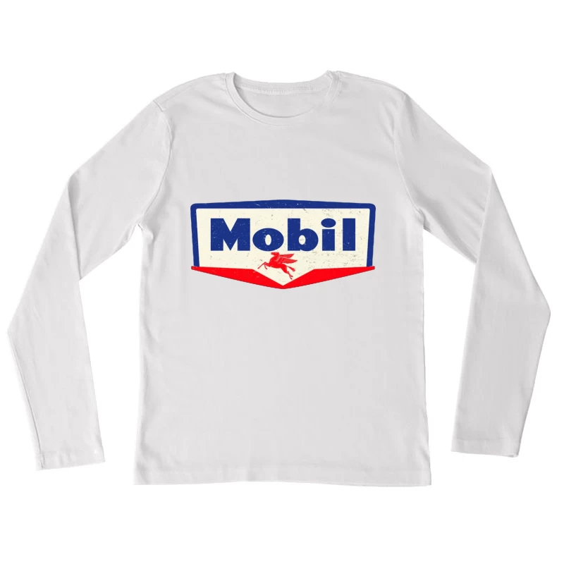 Vintage Mobil Oil Company Logo with Red Pegasus Female Long Sleeve T-Shirt