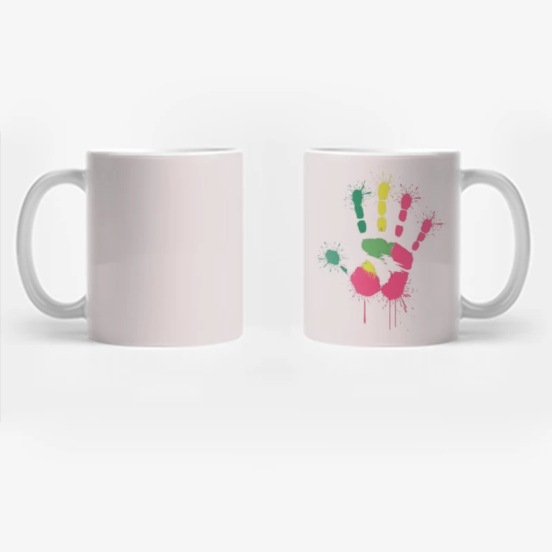 Colorful Creative Handprint Paint Splash Art Coffee Mug