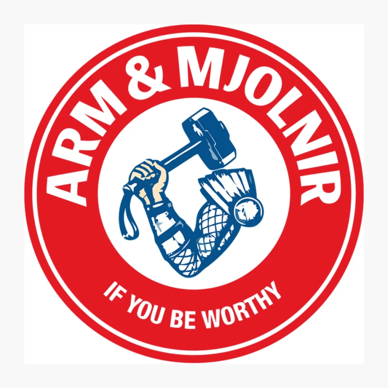 Viking Strength Logo: Arm and Hammer in Red Circle Pin
