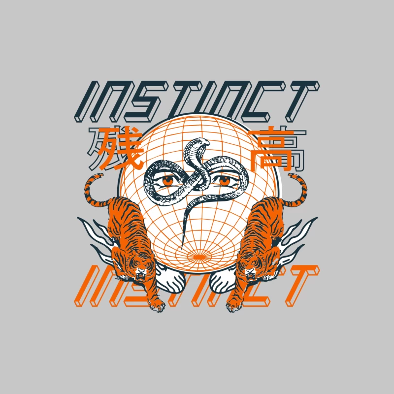 Instinkt und Stärke Design Herren Langarm T-Shirt