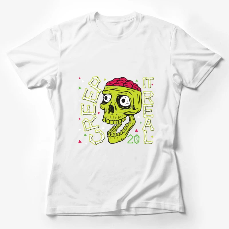 Colorful Zombie Skull Illustration Female T-Shirt