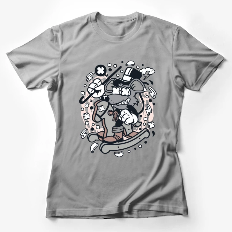 Chien magique avec canne et chapeau haut de forme Femme T-Shirt