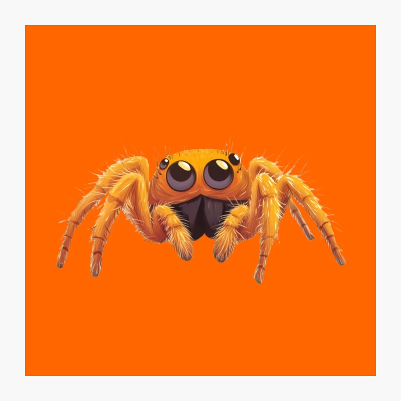 Cute Cartoon Orange Spider with Big Eyes Pin