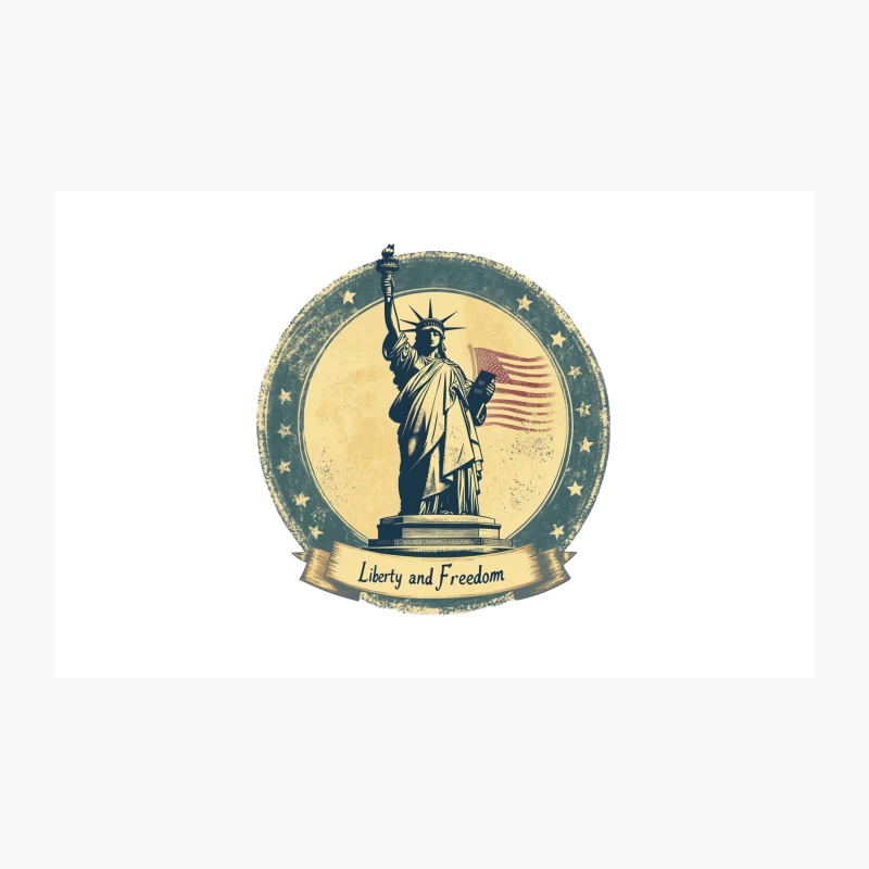 Vintage Patriotic Emblem: Statue of Liberty and American Freedom Travel Mug