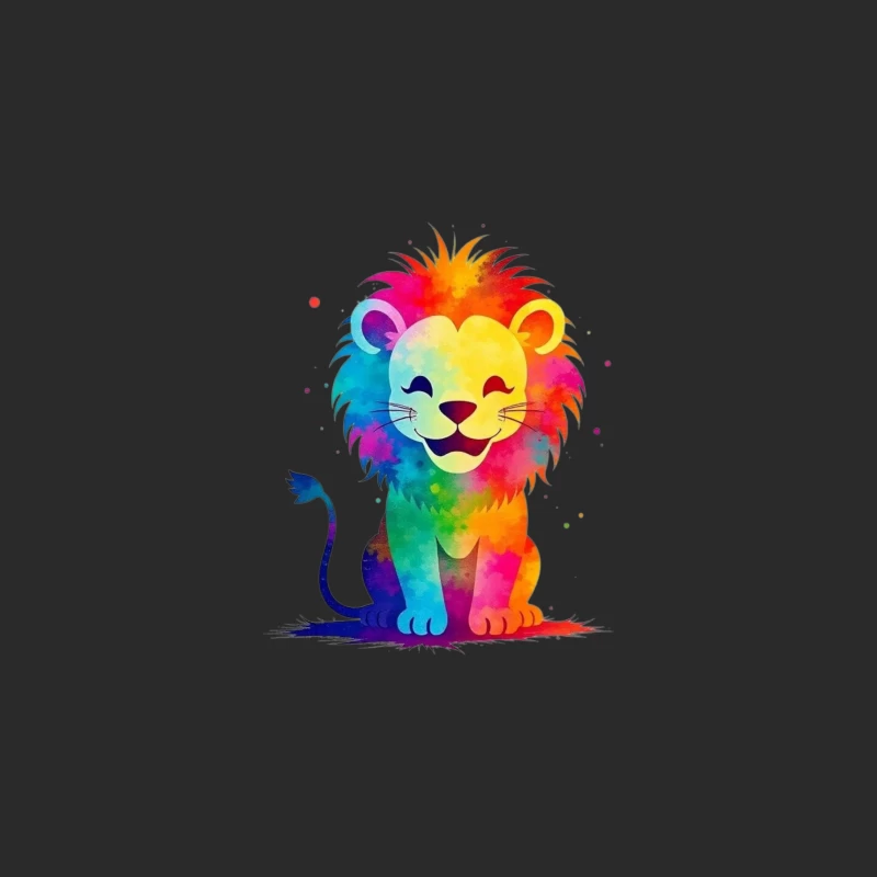 Colorful Cartoon Lion Illustration Baseball Cap