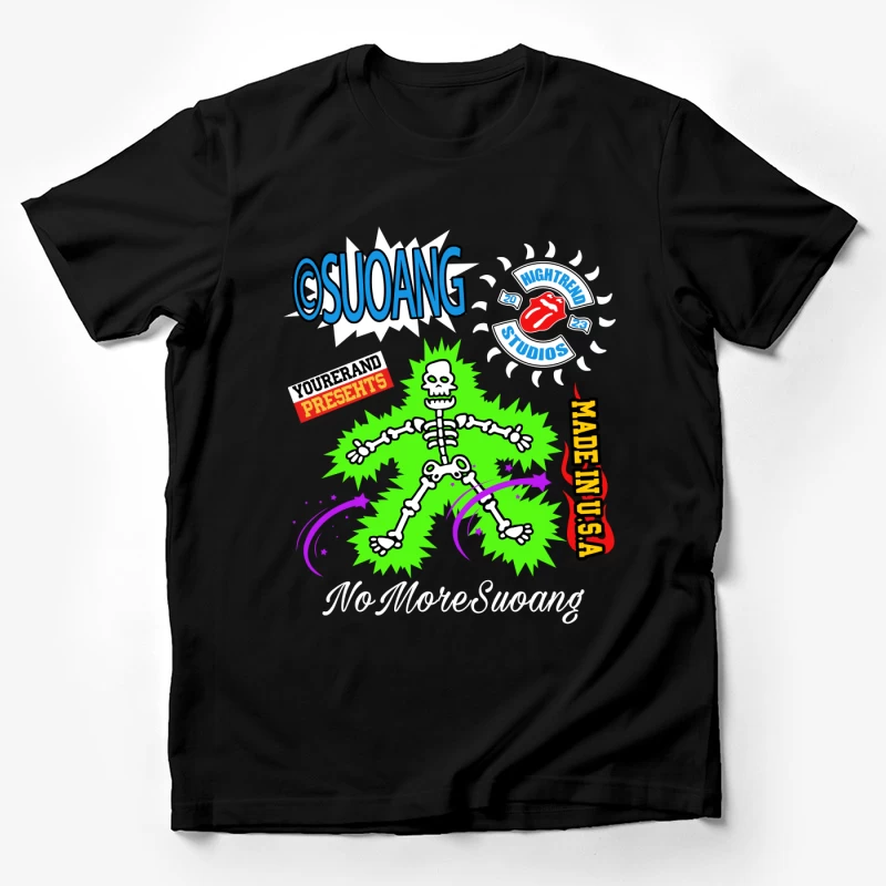 Kreatives Design mit Skelett und Logos Herren T-Shirt