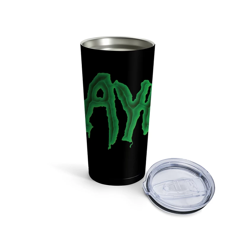 Green Horror-Style Dripping Text "SLAYER" Travel Mug