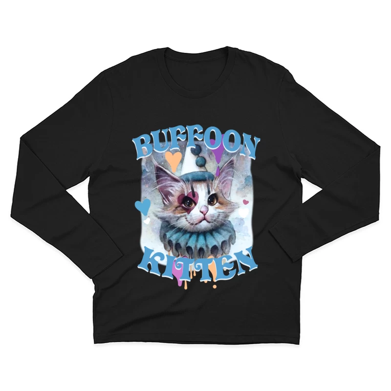 Buffoon-Kätzchen Kunst Herren Langarm T-Shirt
