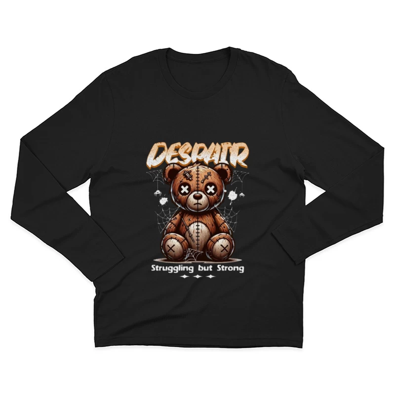 Gothic Stitched Teddy Bear with Despair Theme Male Long Sleeve T-Shirt