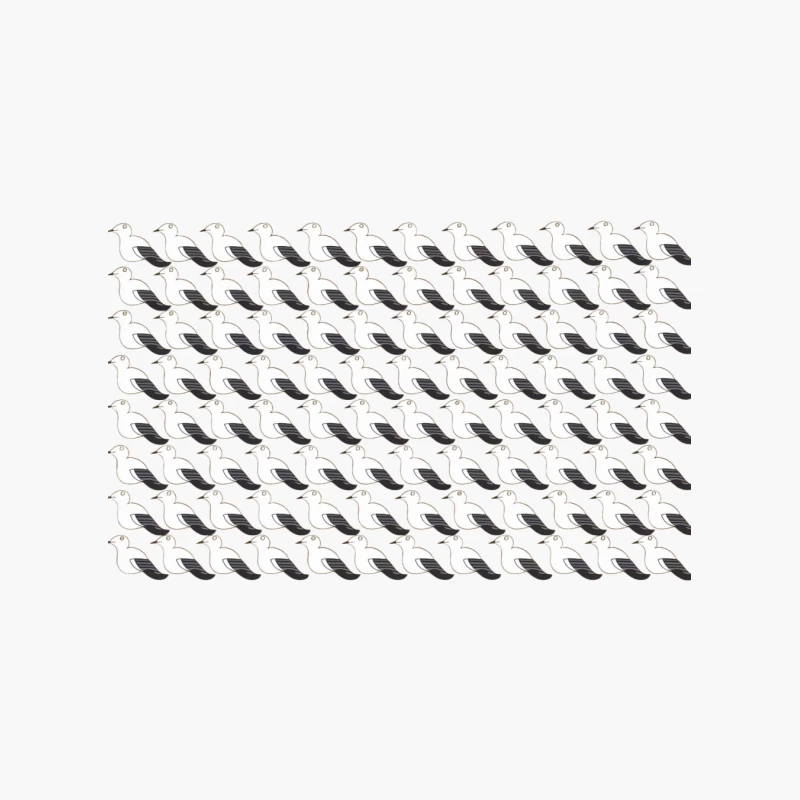 Minimalist Seagull Pattern: Repetitive Black and White Bird Illustration Cotton Tote Bag