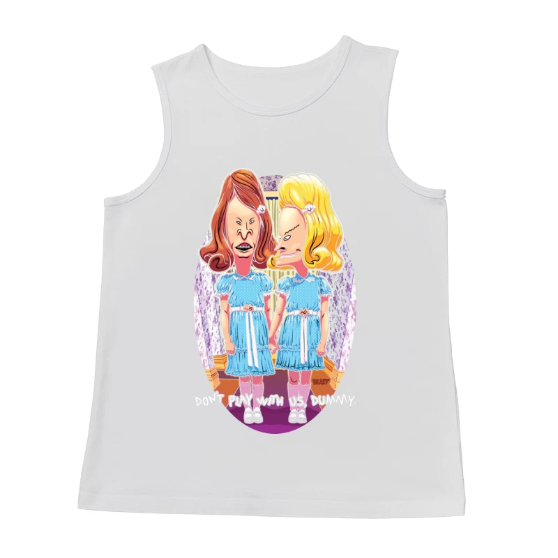 Humorous Cartoon Parody of Horror Characters Male Tank Top