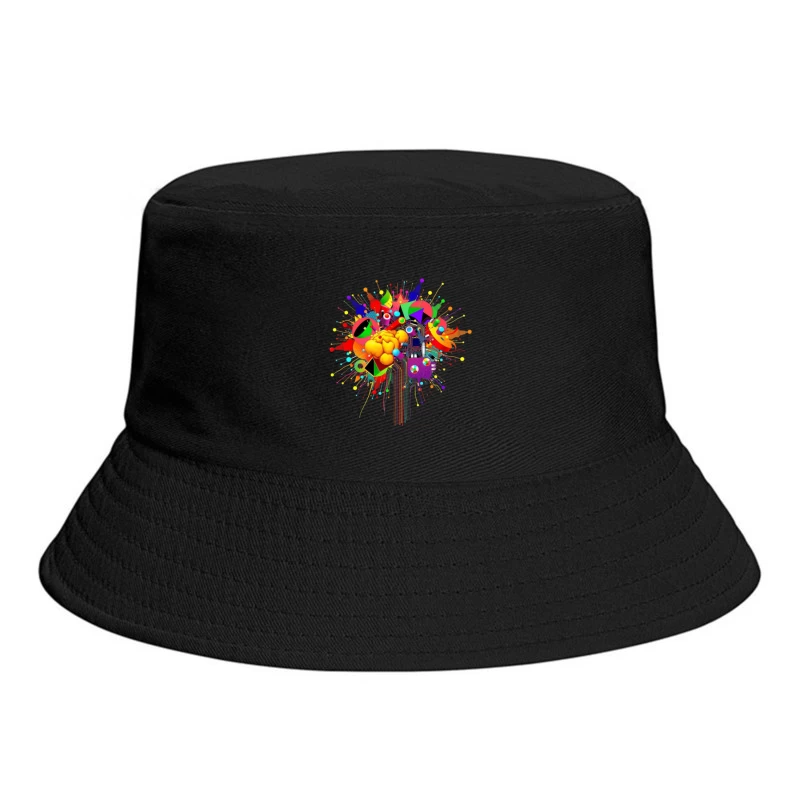 Vibrant Digital Brain: Creative Mind Explosion Bucket Hat