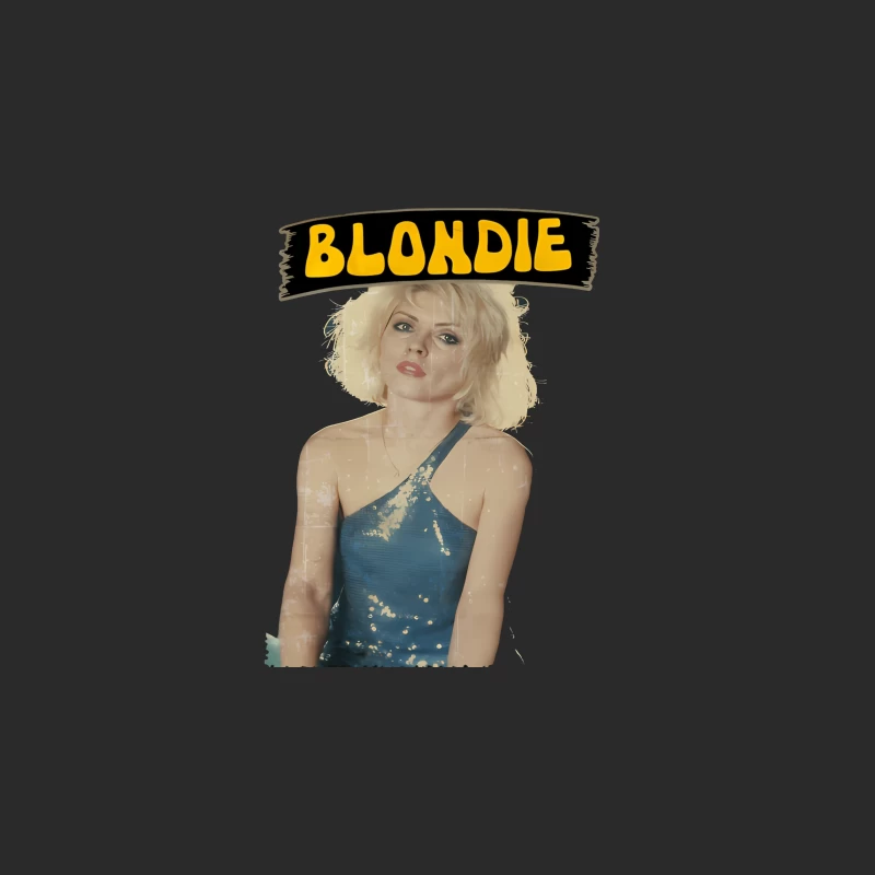 Vintage Blondie Band Promotional Portrait in Blue Dress Baseball Cap