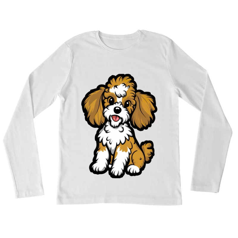 Chiens mignons avec pelage marron et blanc Femme Manches Longues T-Shirt