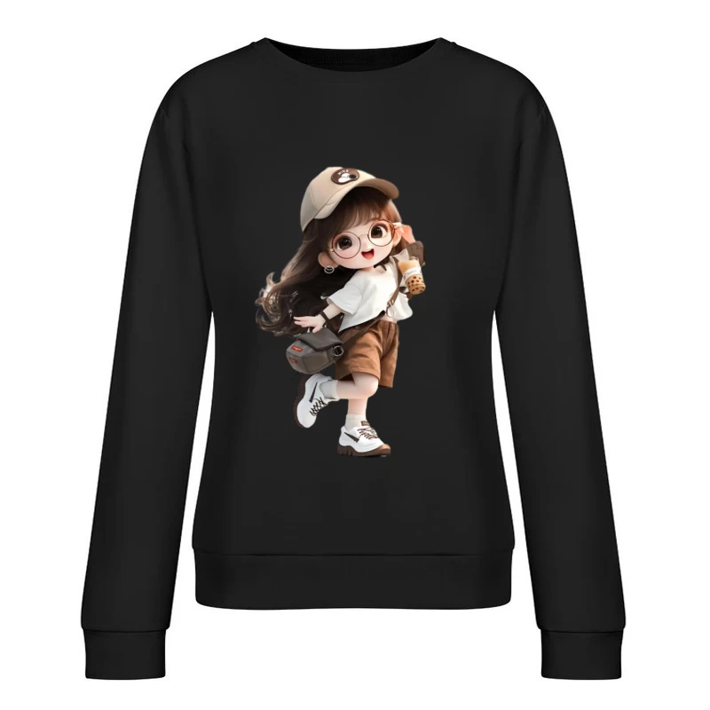 Süßes Mädchen mit Blase Tee Damen Pullover Sweatshirt