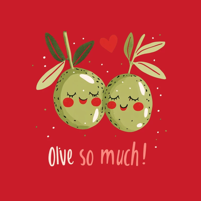 Cute Cartoon Olives in Love with Pun Illustration Female Pullover Hoodie