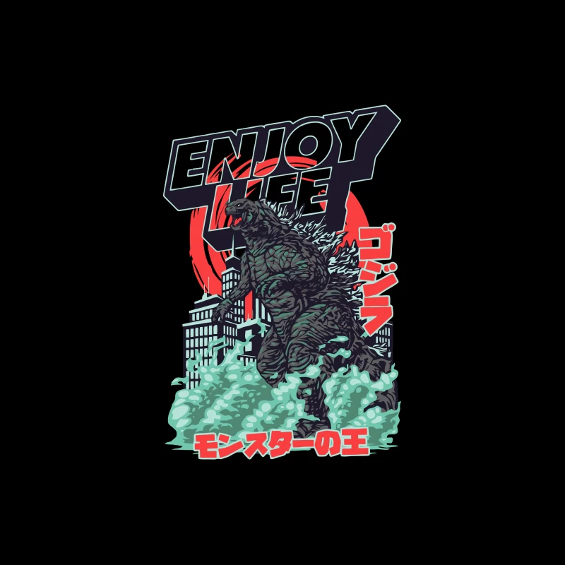 Godzilla Enjoy Life Graphic Tapestry