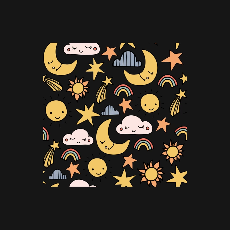 Ciel de nuit joyeux avec lune et étoiles Homme Manches Longues T-Shirt