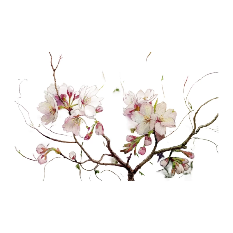 Delicate Cherry Blossoms Blooming on Spring Branch Tapestry