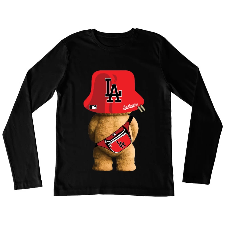 Peluche avec chapeau LA et sac banane Femme Manches Longues T-Shirt
