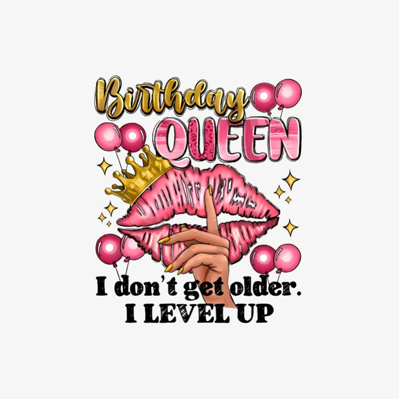 Reine d'anniversaire avec couronne et ballons Femme Manches Longues T-Shirt