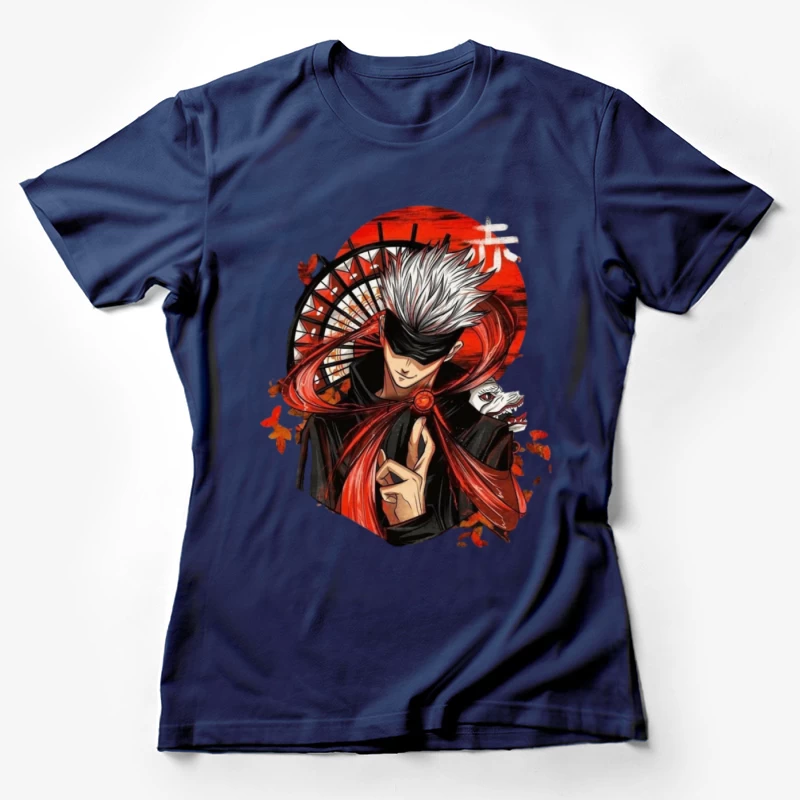Stylischer Charakter mit Maske und rotem Element Damen T-Shirt