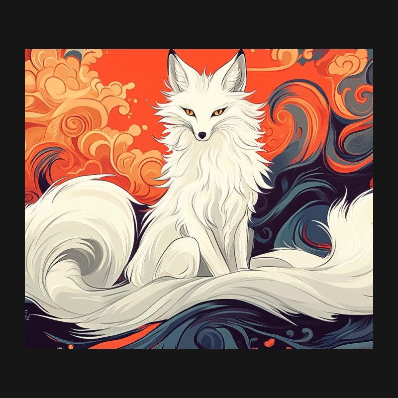 Mystical White Fox in Swirling Fantasy Dreamscape Mouse Pad